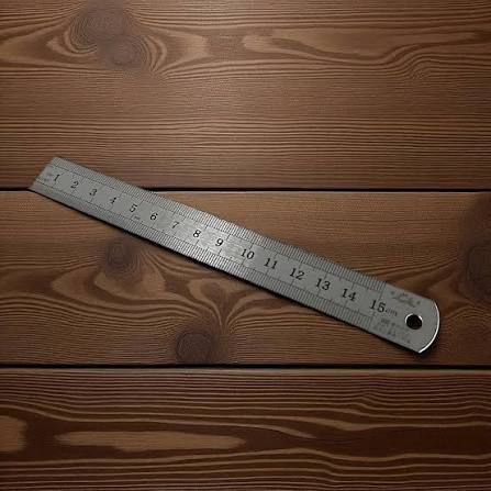 Penggaris Besi Stainless Steel 15 cm – Pengukur Panjang Skala cm/mm