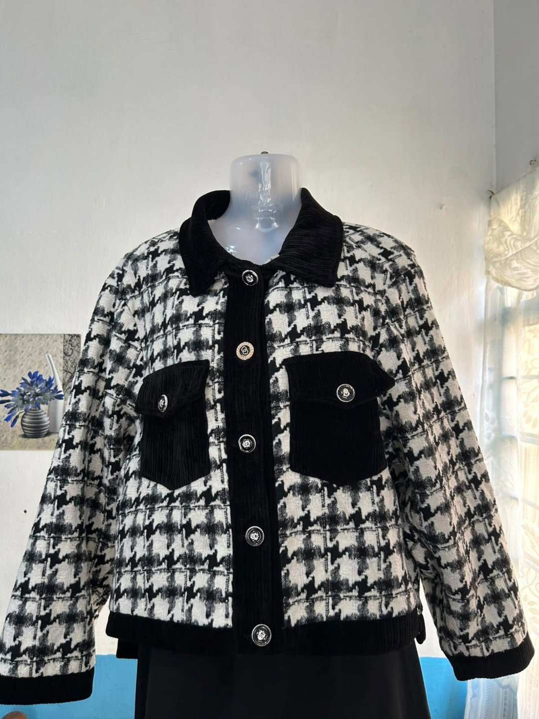 Black & White Checkered Tweed Jacket 🖤🤍