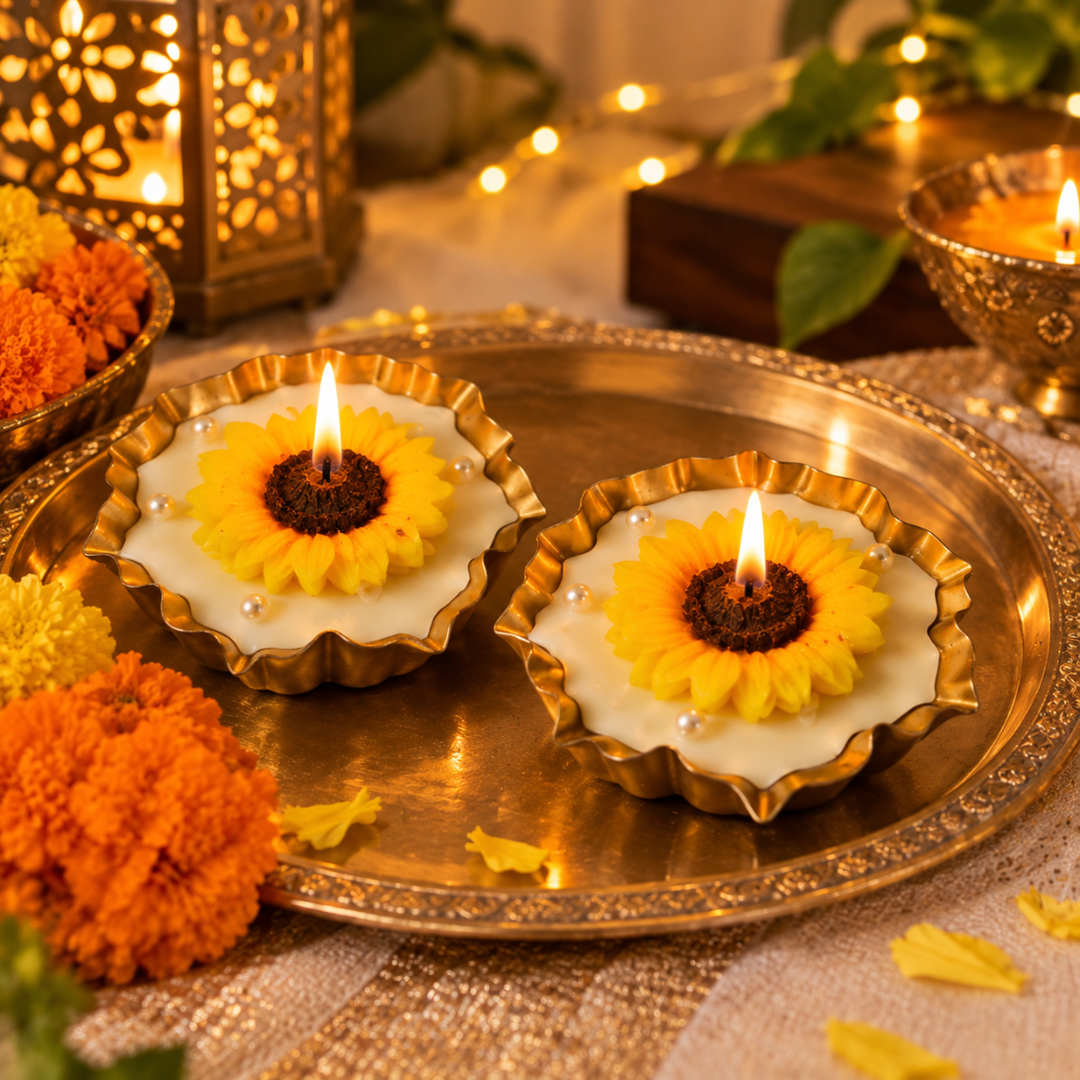 Sunflower Decorative wax candle