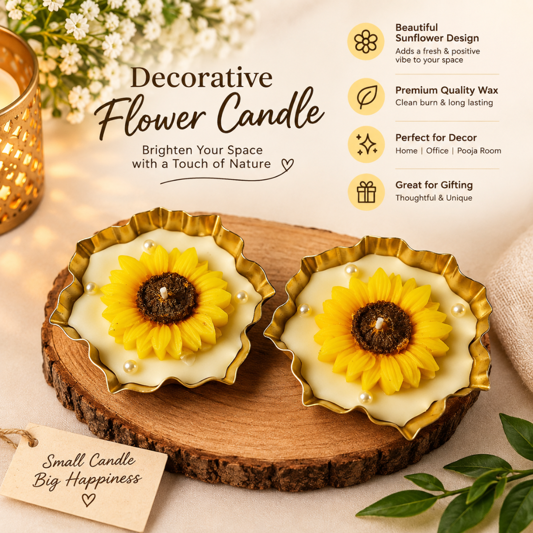 Sunflower Decorative wax candle_1
