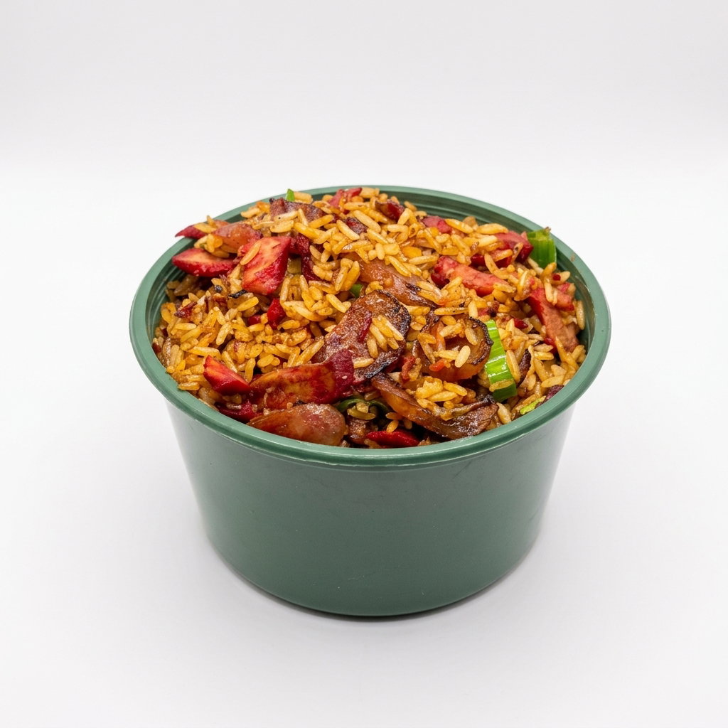 Arroz con lechón y chorizo chino