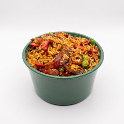 Arroz con lechón y chorizo chino