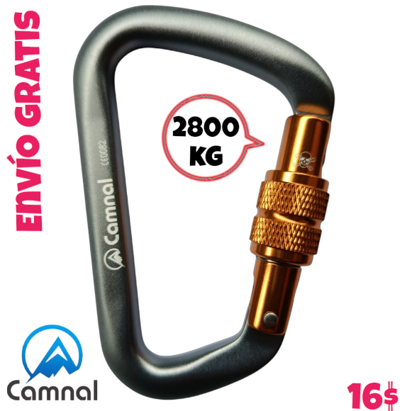 Mosquetón híbrido 28kN aluminio rosca Camnal