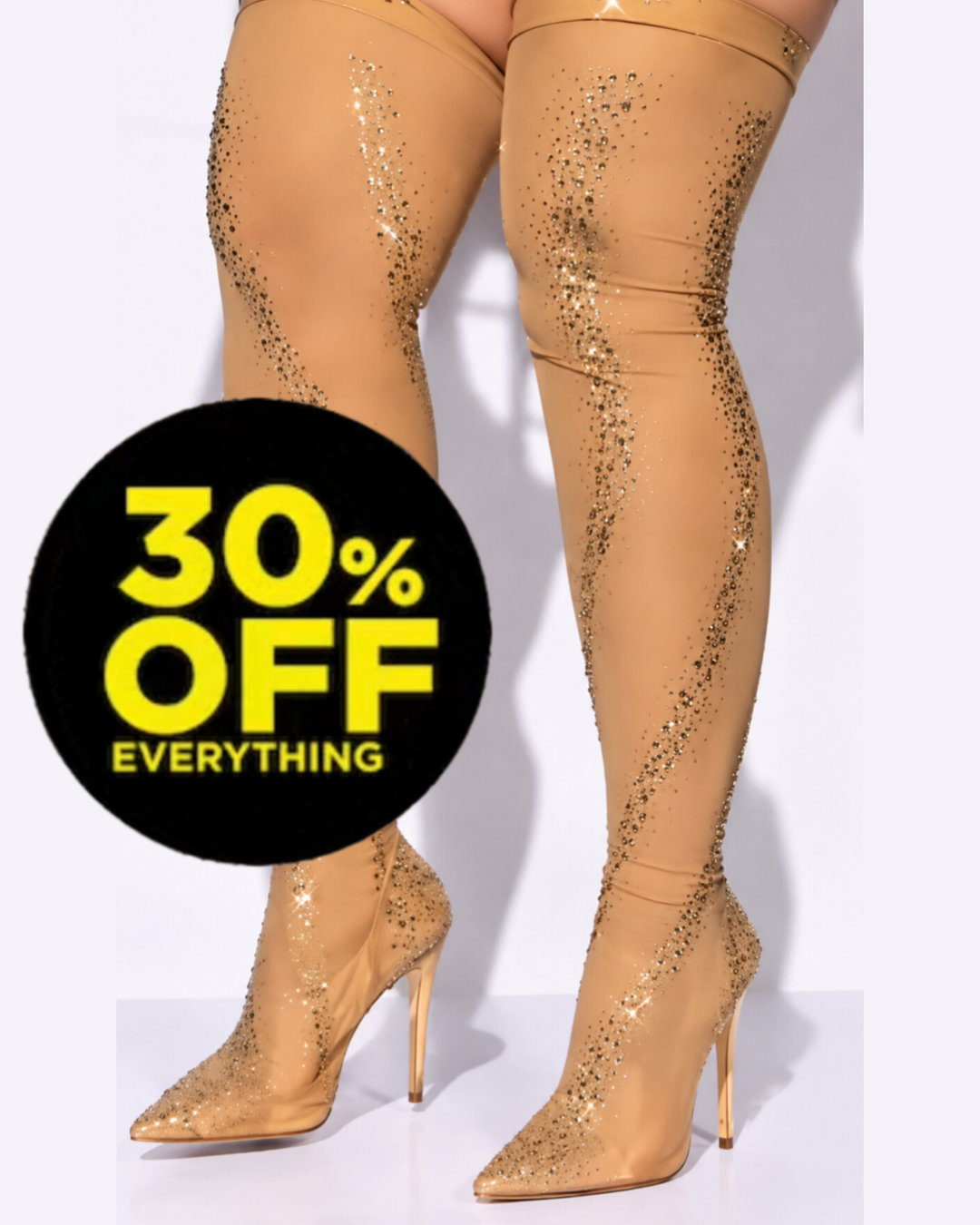 SOCK RHINESTONE HIGH BOOTS