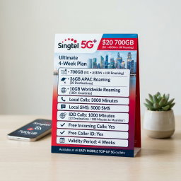 SingTel 5G+ $20 700GB (SG + ASEAN + HK Roaming) Ultimate 4-Week Plan