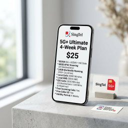 SingTel 5G+ $25 850GB (SG + ASEAN + HK Roaming) Ultimate 4-Week Plan
