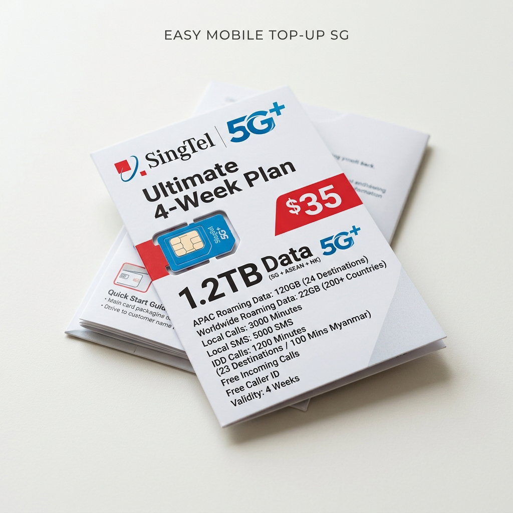 SingTel 5G+ $35 1.2TB (SG + ASEAN + HK Roaming) Ultimate 4-Week Plan