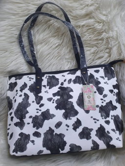 Cowprint tote bag(black)
