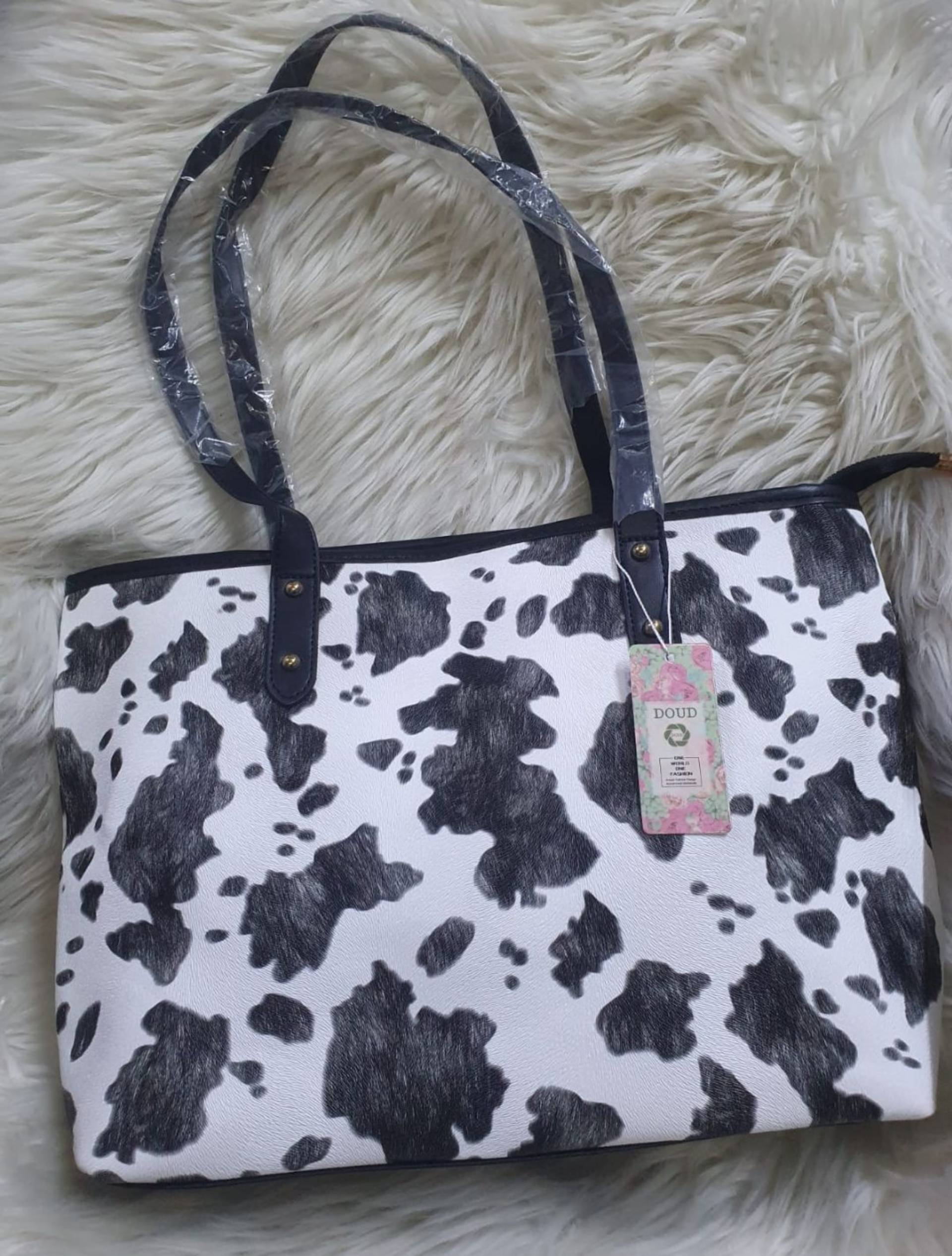 Cowprint tote bag(black)