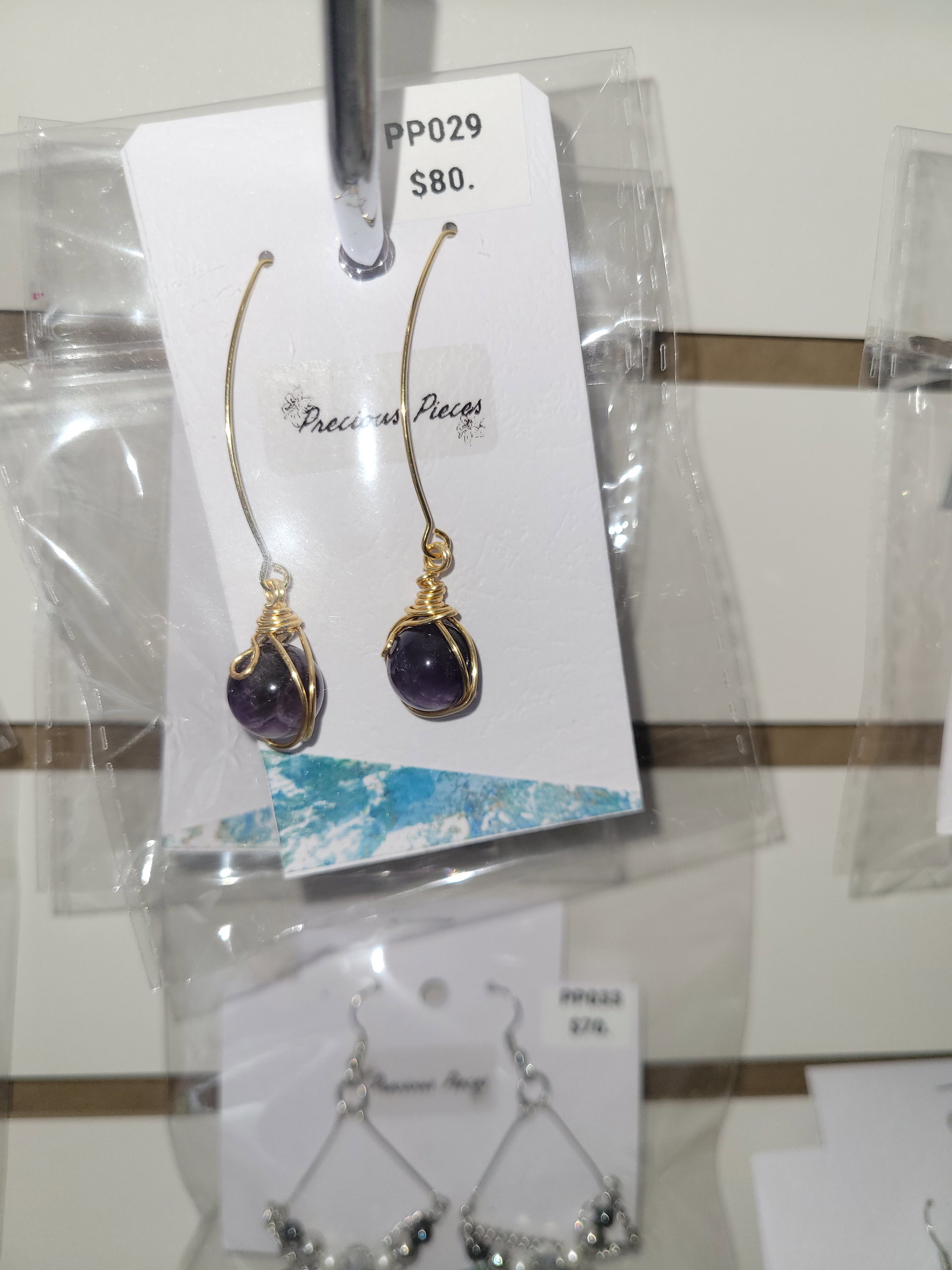 Wrapped amethyst stone earrings style A_0