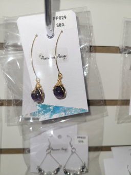 Wrapped amethyst stone earrings style A