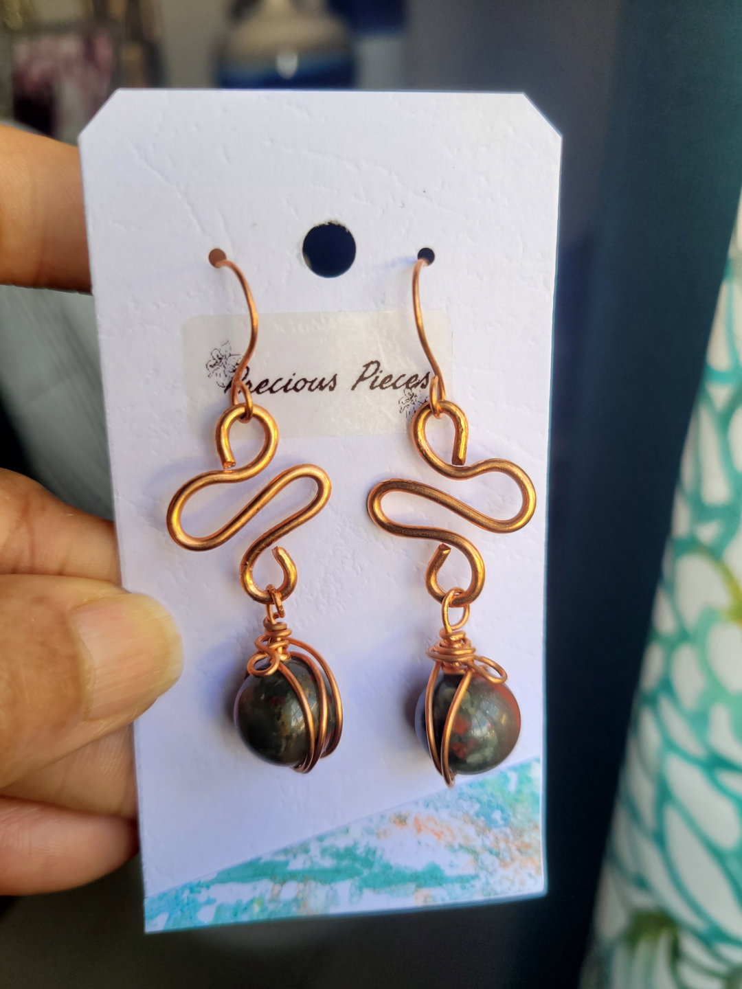 Copper and bloodstone earrings 
