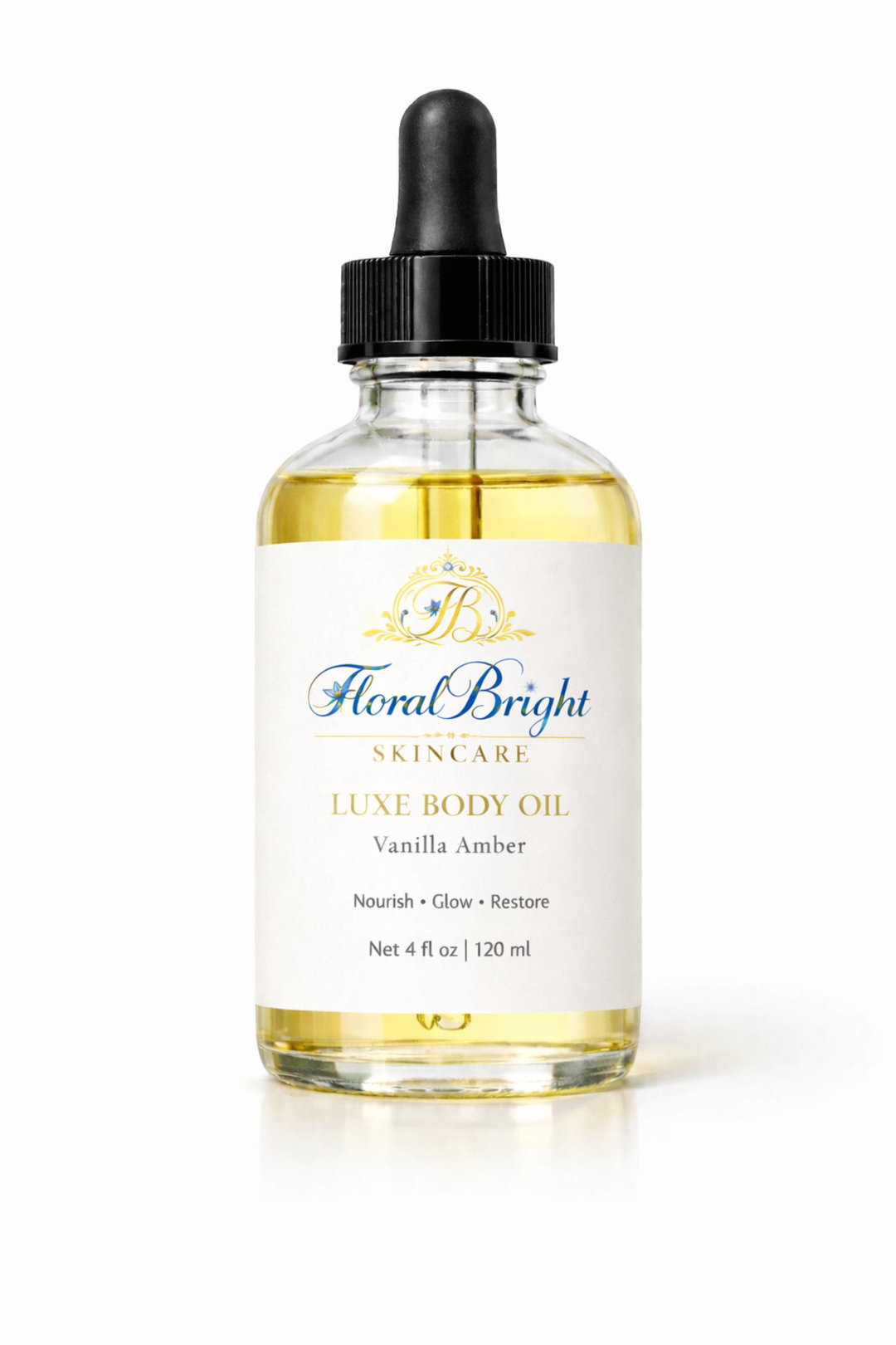 FloralBright Luxe Amber Body Oil: