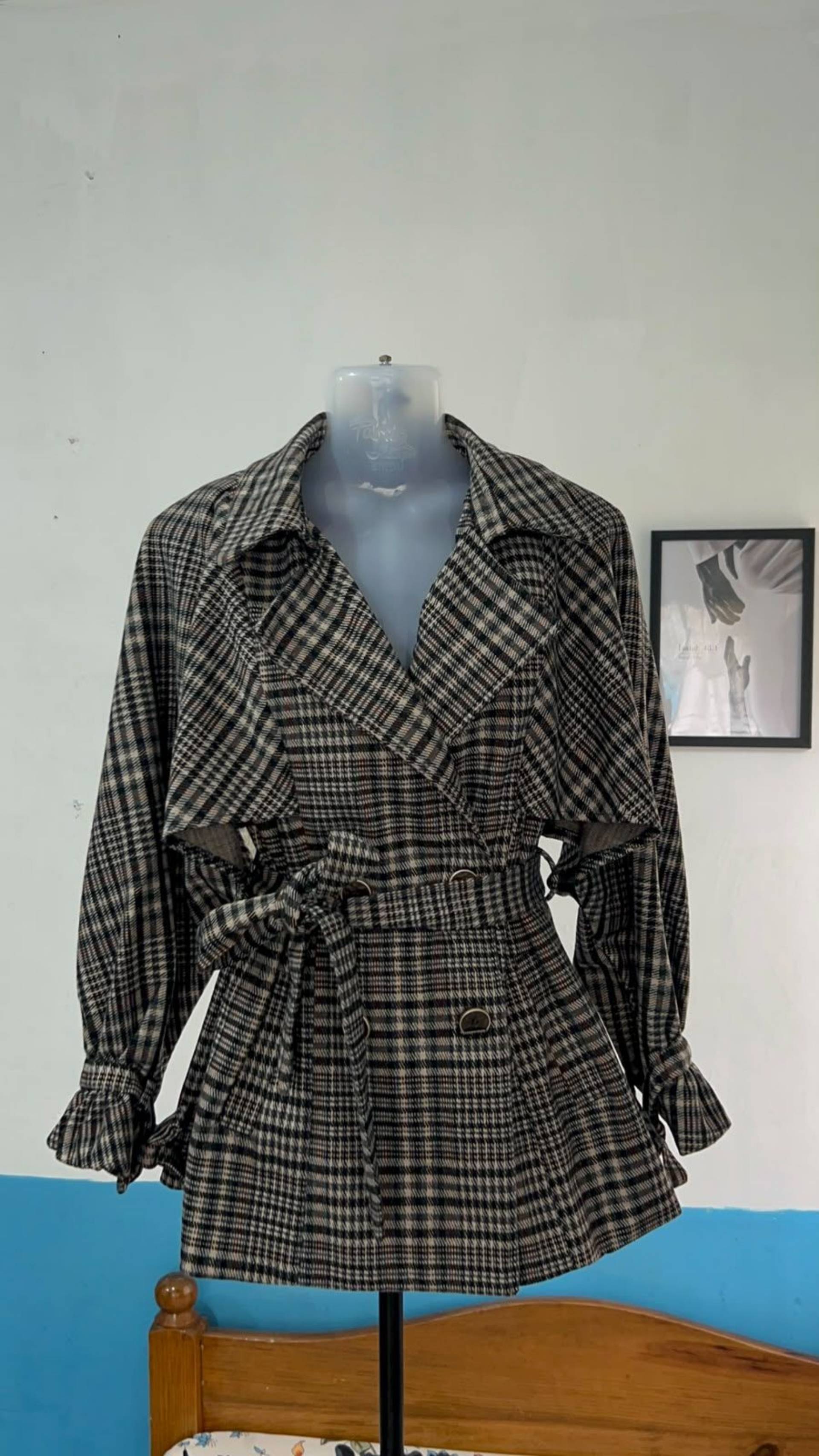 Plaid Belted Jacket