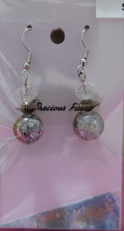 Gold and silver glass bead earrings 