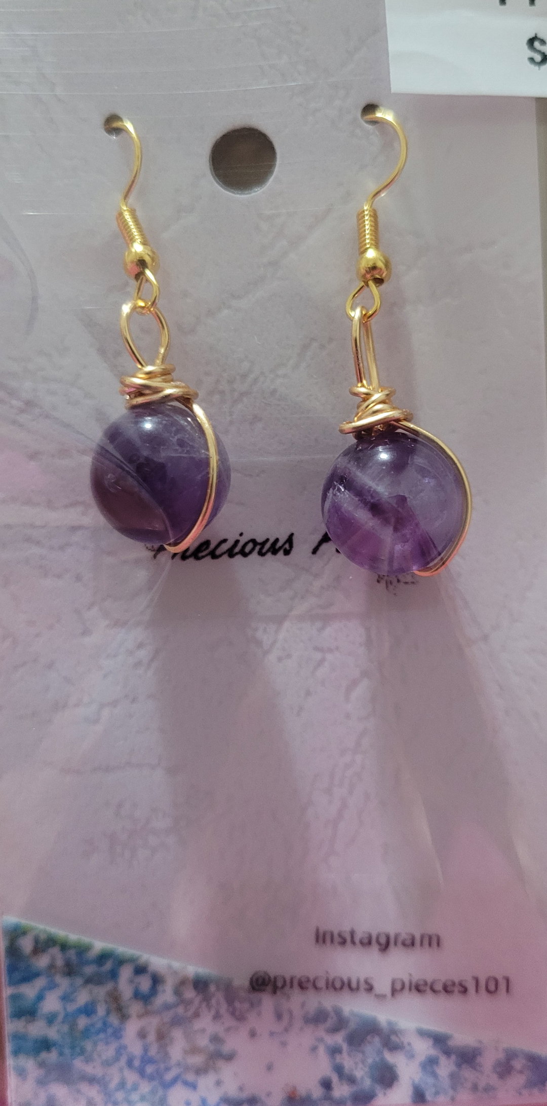 Wrapped amethyst stone earrings style B