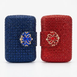 Glitz Blue & Red Crystal Evening Clutch