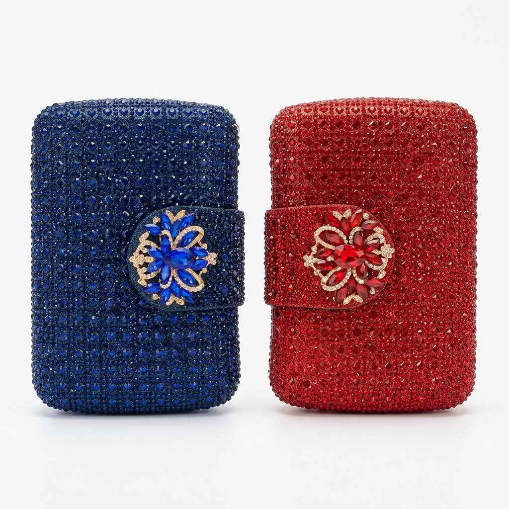 Glitz Blue & Red Crystal Evening Clutch_0