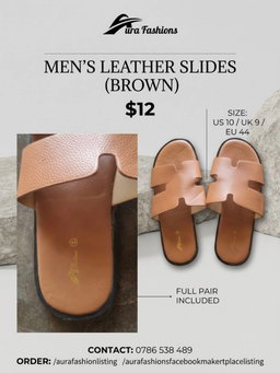 Men's leather slides