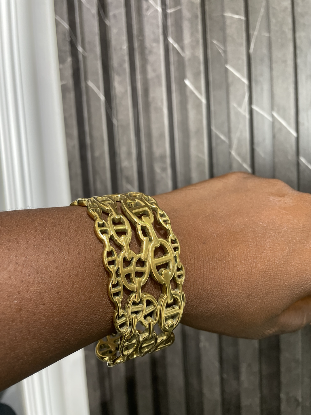 Glitz Gold Wide Link Cuff Bracelet
