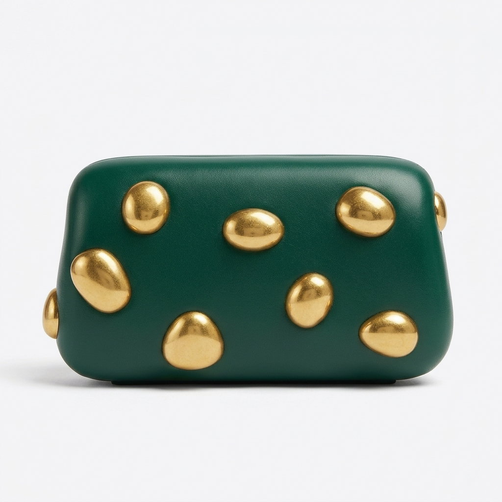 Glitz Green Gold-Studded Mini Clutch_0