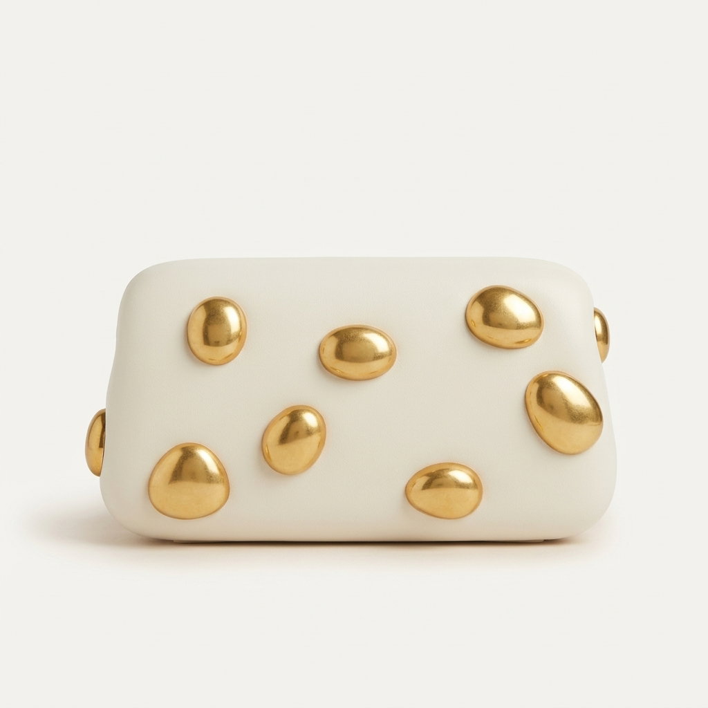 Glitz White Gold-Studded Mini Clutch