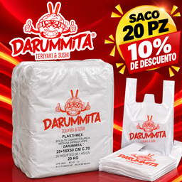 SACO DE BOLSA  CAMISETA LOGO DARUMMITA CON 20 PAQ