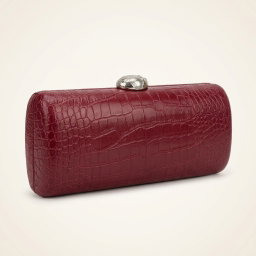Glitz Crocodile Texture Clutch - Burgundy