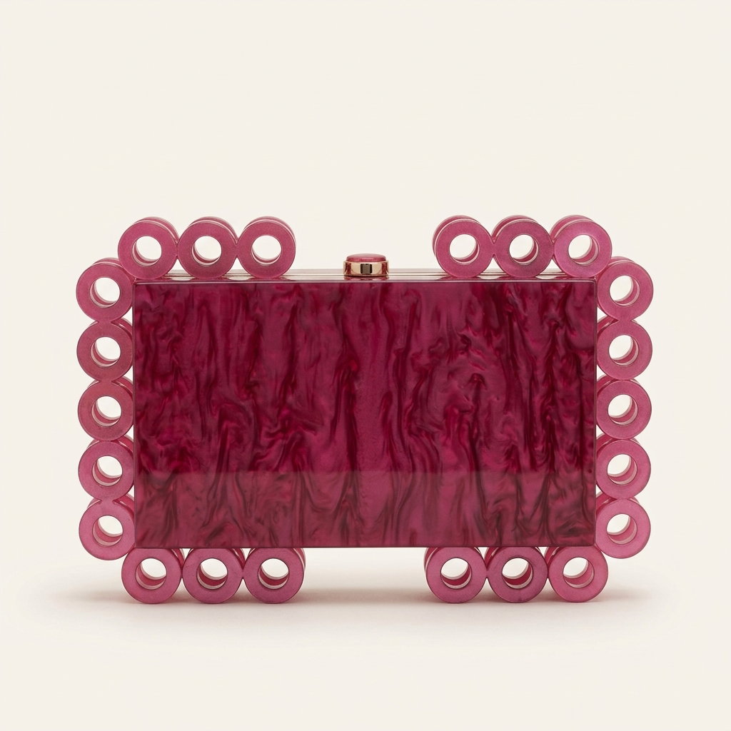 Glitz Beaded Frame Clutch - Pink