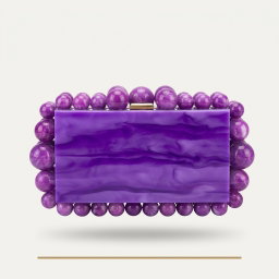 Glitz Beaded Frame Clutch - Purple