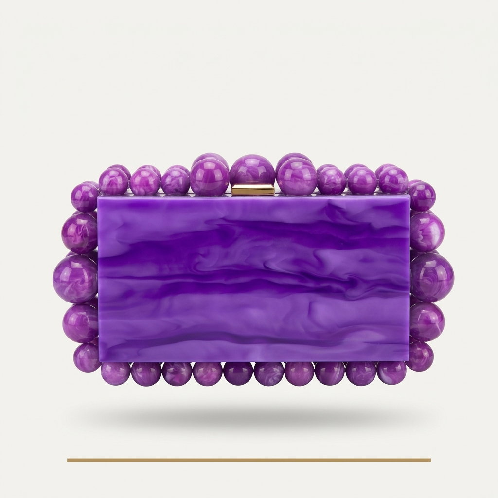 Glitz Beaded Frame Clutch - Purple_0