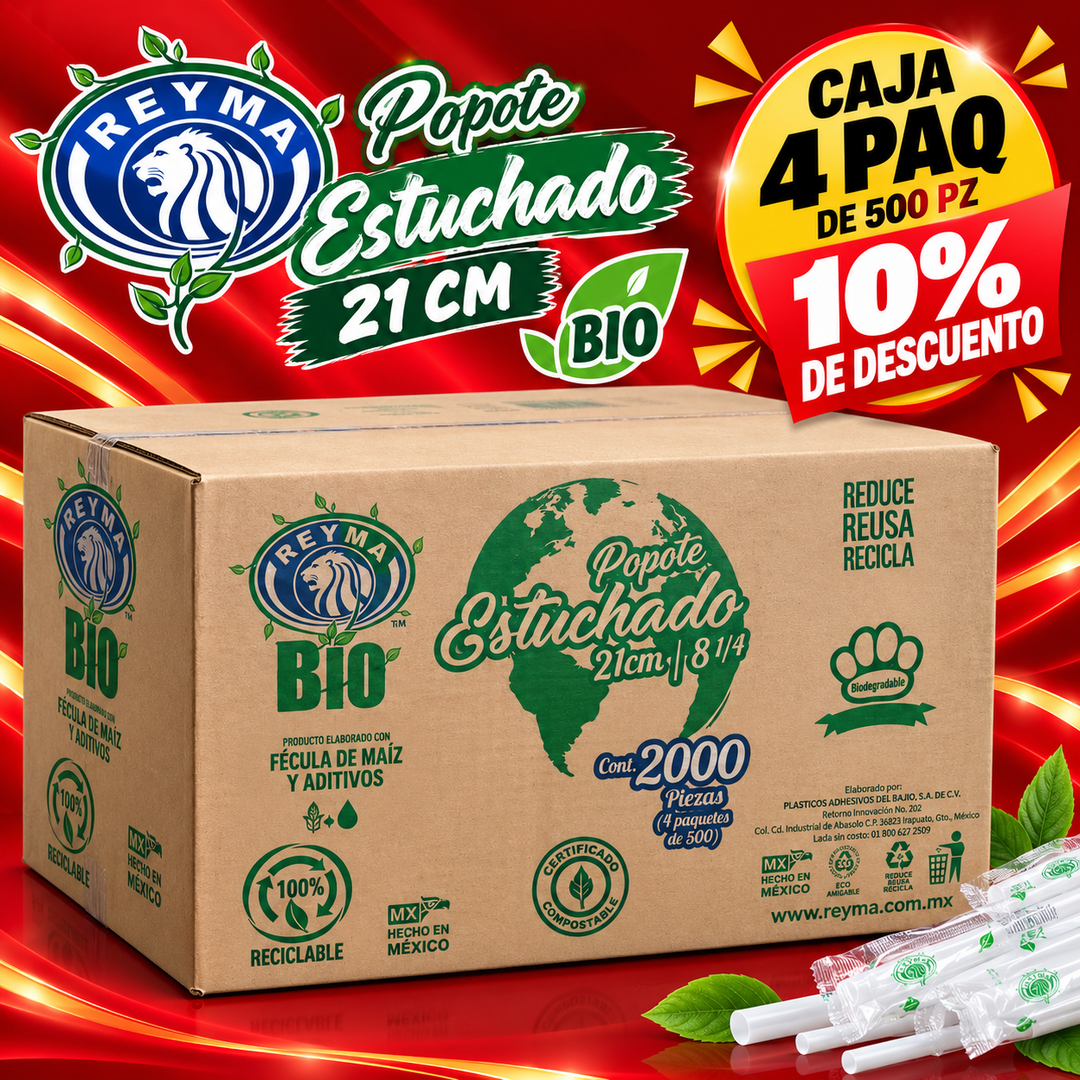 CAJA POPOTE BIO REYMA CON 4 PAQ(500 PZ C/U)