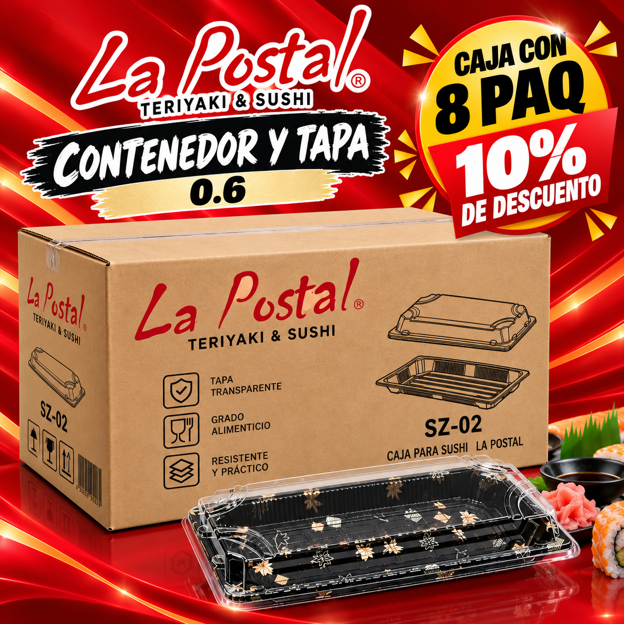 X CAJA DE CONTENEDOR Y TAPA .6 1 CON 8 PAQ _0