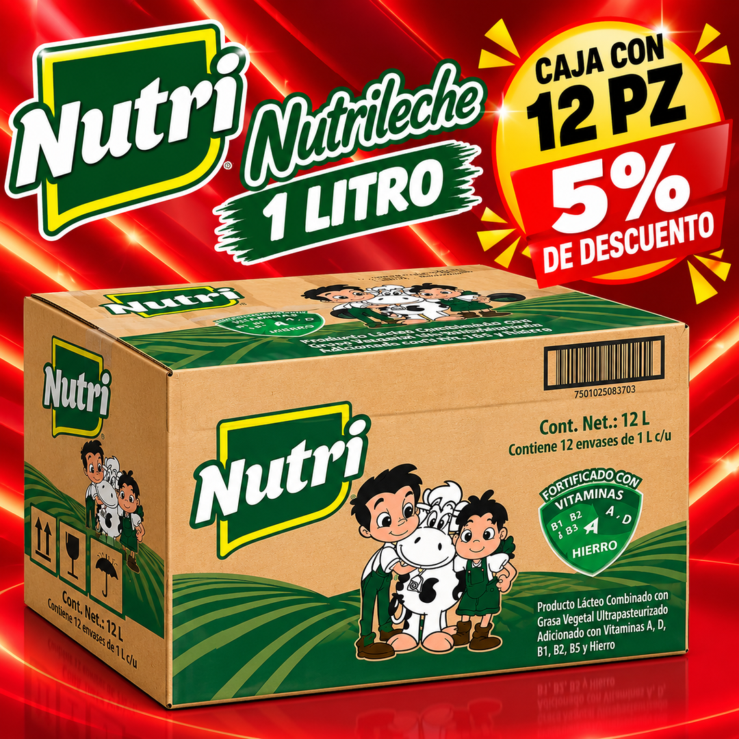 X CAJA DE NUTRILECHE 1 LT CON 12 PZ