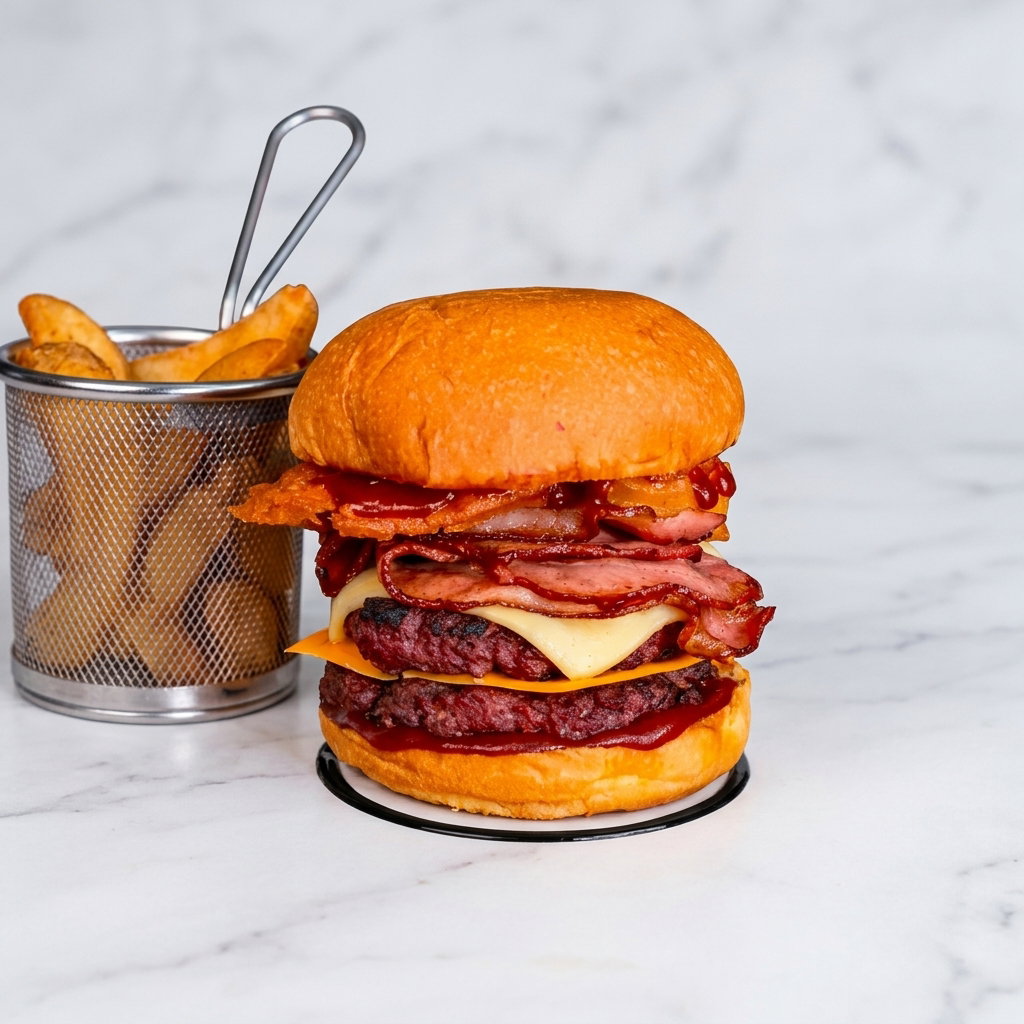 HAMBURGUESA TICA DOBLE CON PAPAS