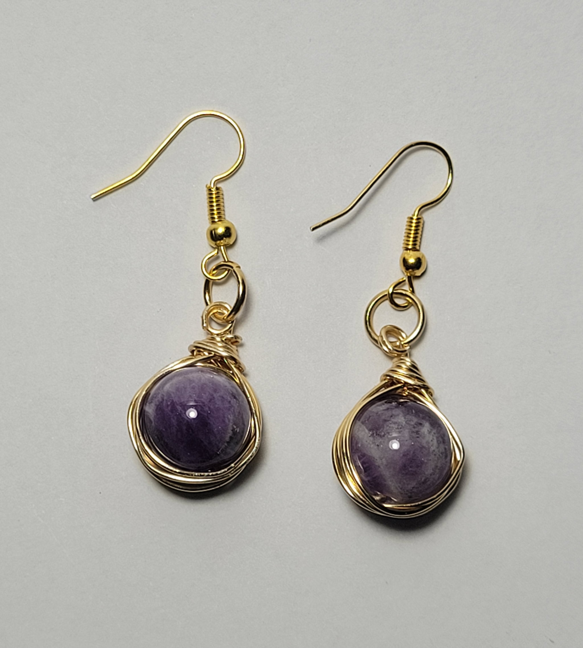 Wrapped amethyst stone earrings style B_0