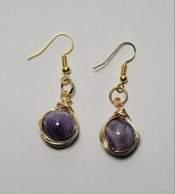 Wrapped amethyst stone earrings style B