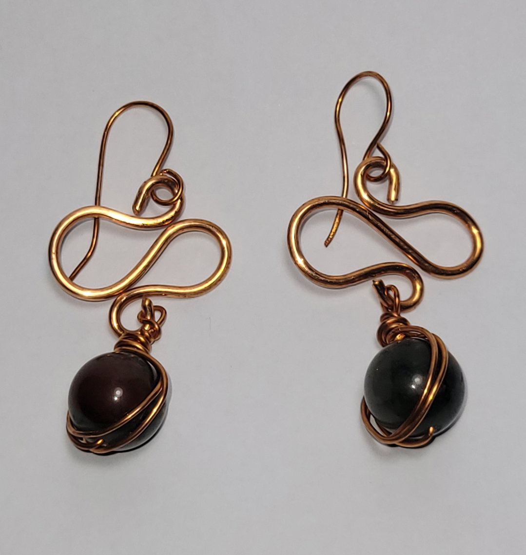 Copper and bloodstone earrings 