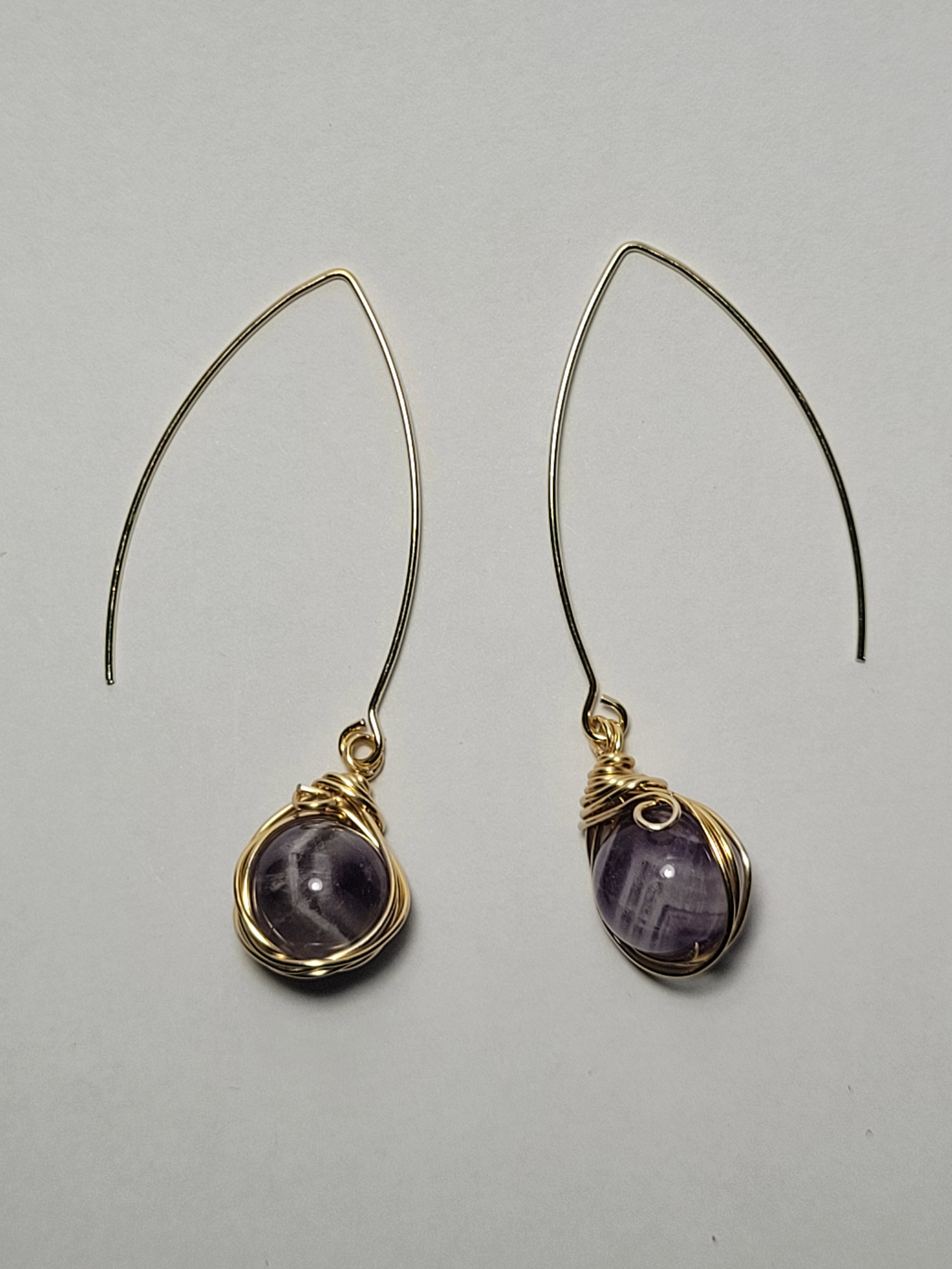 Wrapped amethyst stone earrings Style A