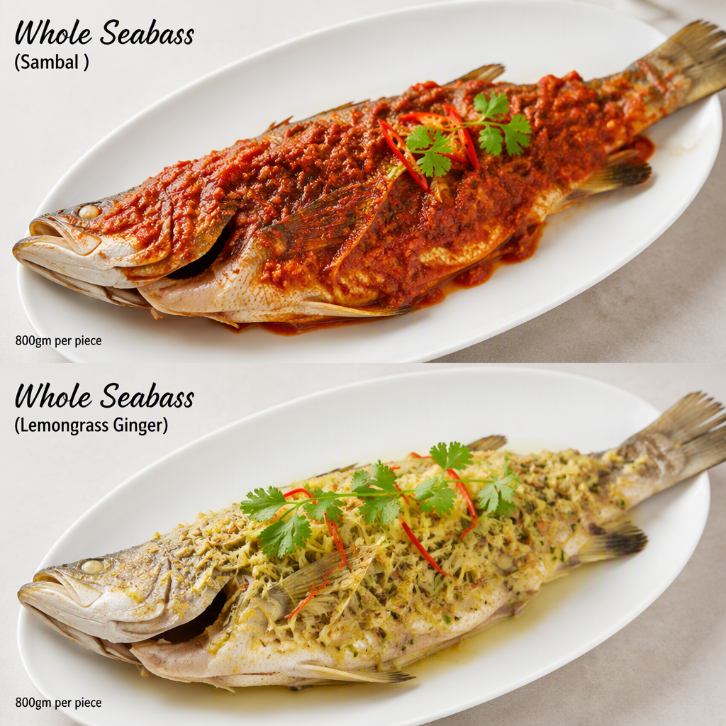 Whole Seabass (Sambal or Lemongrass Ginger)