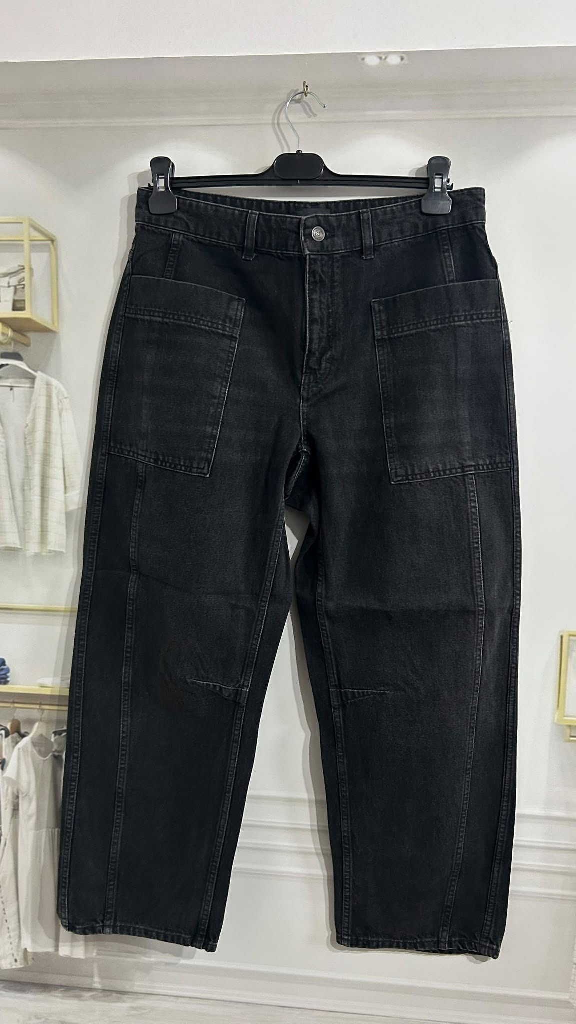 ME+EM Black Patch Pocket Engineered Jeans_2
