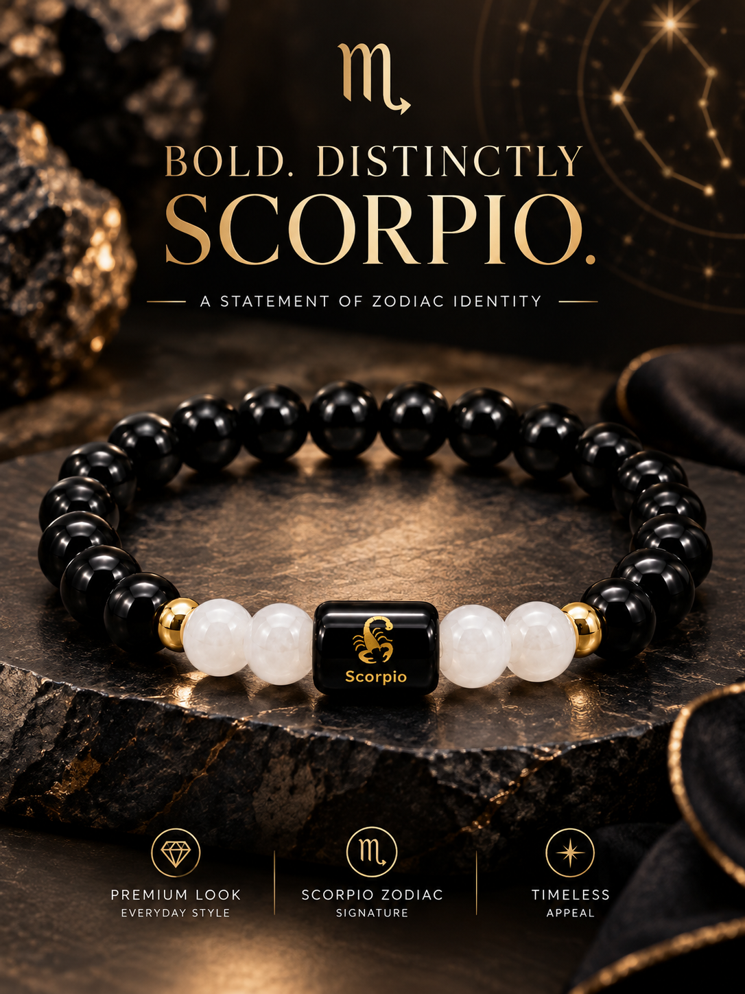 🦂 Scorpio Black & White Bracelet_0