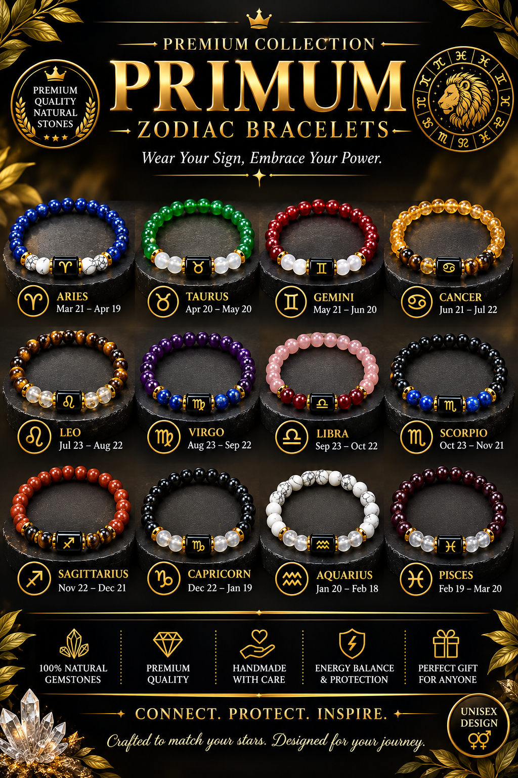 Premium Zodiac Bracelet Collection featuring 12 zodiac signs_0