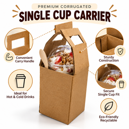 CORRUGATED SINGLE CUP CARRIER - BROWN 