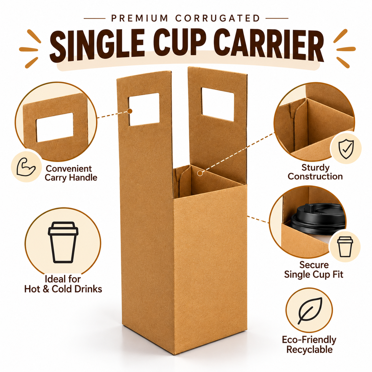CORRUGATED SINGLE CUP CARRIER - BROWN _2