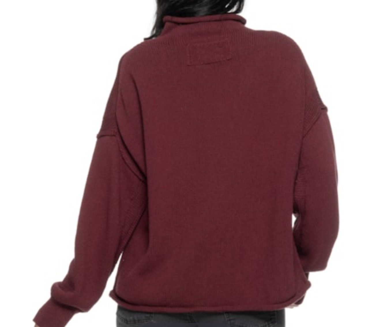 Free People Burgundy Torres Roll Neck Sweater_2