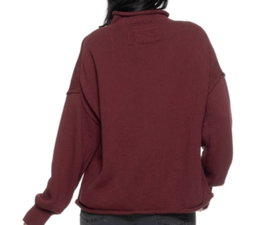Free People Burgundy Torres Roll Neck Sweater