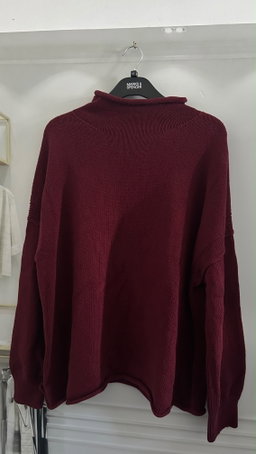 Free People Burgundy Torres Roll Neck Sweater
