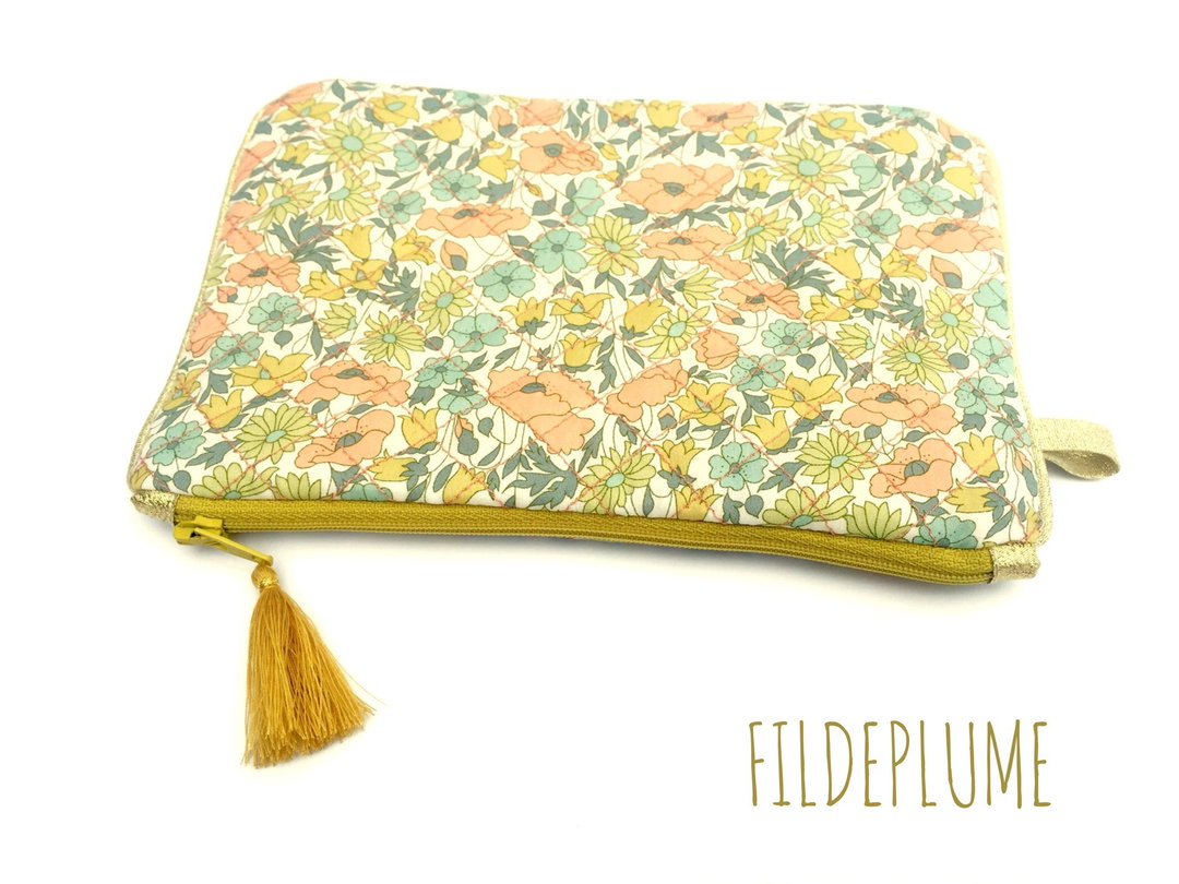 Pochette zipée matelassée liberty Poppy daisy