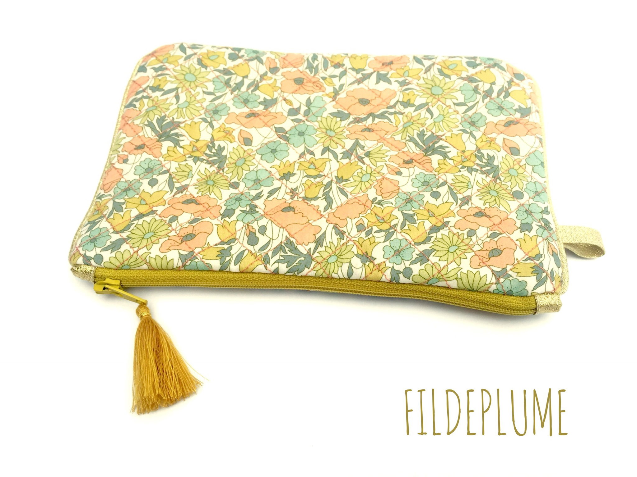 Pochette zipée matelassée liberty Poppy daisy_0